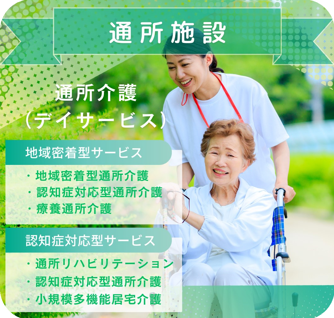 通所施設の説明をしている介護士