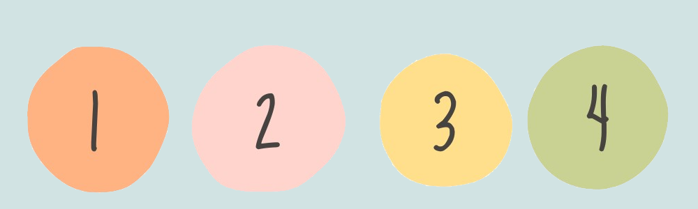 １から4の数字が書いてある玉